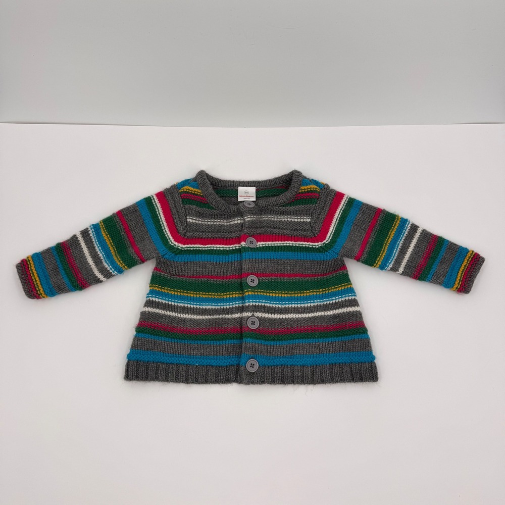 Hanna Andersson Kids Multi Color Stripe Wool Blend Cardigan Size 80 18-24 Months